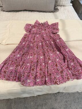 RHODE Pink Floral Tiered Mini Dress